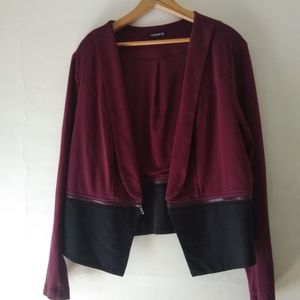Torrid Size 1 Plus Size 1X Two Tone Convertible Zip Peplum Shrug Blazer Sweater